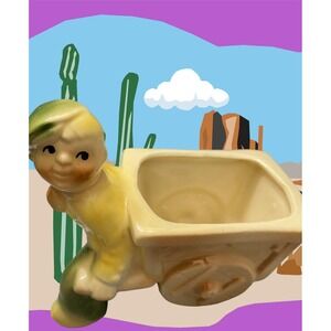Vintage‎ Shawnee USA 750 Dutch Boy & Cart Ceramic Flower Flowers Floral Planter